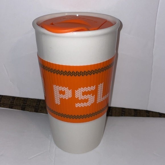 Starbucks Team PSL Sweater Pumpkin Spice Latte Coffee Ceramic Travel Cup 10oz - Picture 1 of 15